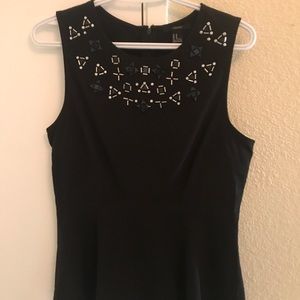 Cute Black Top with small decorative beans